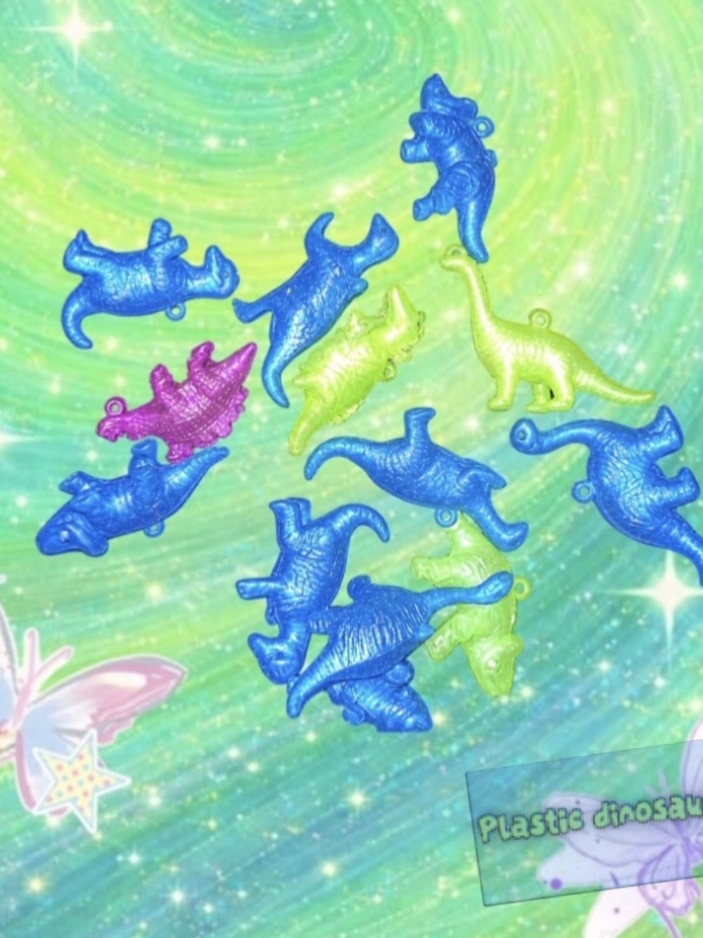 Bright Mini Dinosaur Charm Pack – Blue, Green & Purple